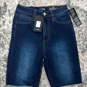 Fashion Nova Dark Blue Denim Shorts